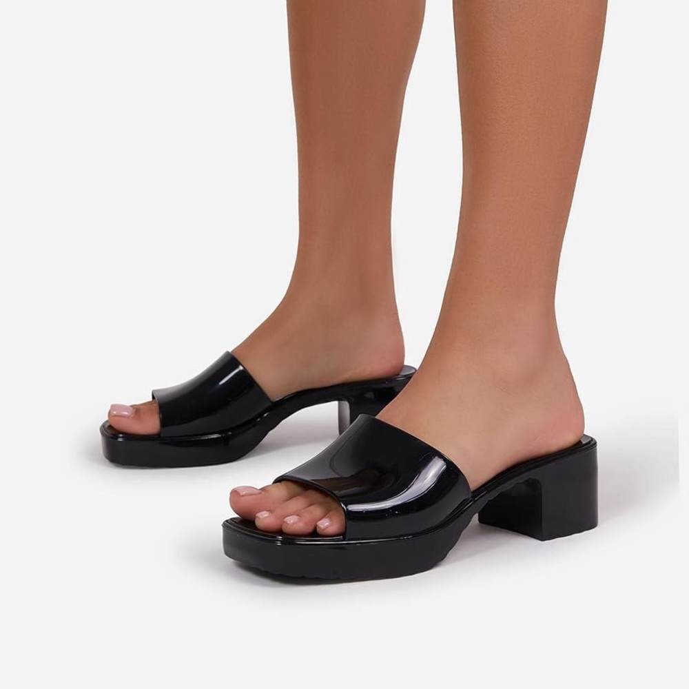 Black Women's Chunky Block Heel Sandals
